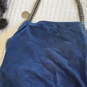 Stella McCartney Royal Blue Suede Silver Chain Strap Vegan Falabella Bag